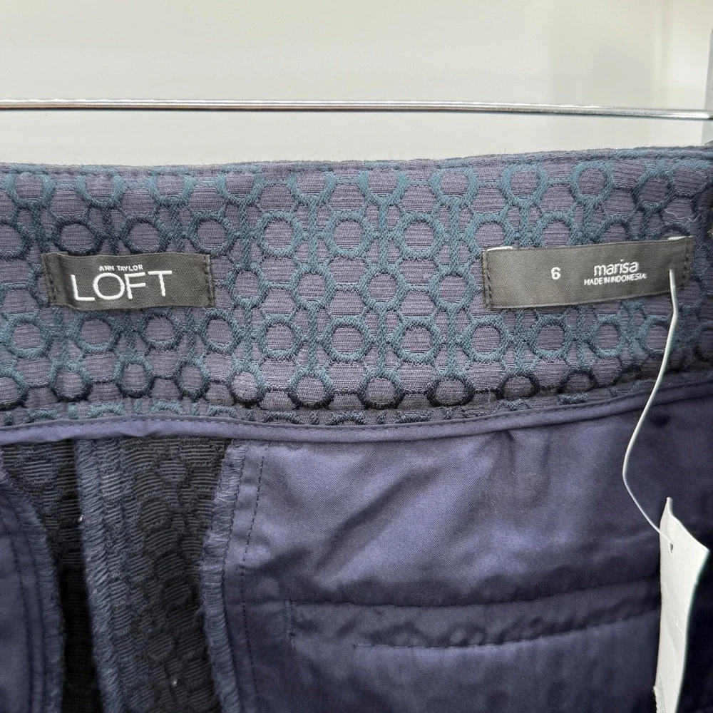LOFT Marisa Ankle Pencil Slim Leg Patterned‎ Purple Pants Size 6 NWT